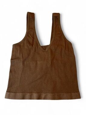 Rue21 Brown Ribbed V-Neck Tank Top